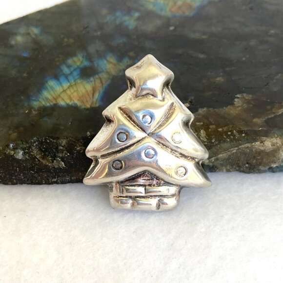 VTG Sterling Silver 925 Mexico Hollow Christmas Tree Brooch Pendant - Picture 1 of 16